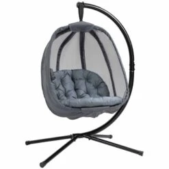 Outsunny Hanging Egg Chair With Cushion - Grey - 84A-207V70GY -OUTSUNNY Sales Shop etk98a1801c81fc84
