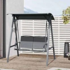 Outsunny 2 Seater Garden Swing Chair With Canopy - Dark Grey - 84A-251CG -OUTSUNNY Sales Shop evh6ff18068b8cd93.jpg