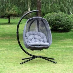 Outsunny Hanging Egg Chair With Cushion - Grey - 84A-207V70GY -OUTSUNNY Sales Shop ewa6ff1801c81fc84.jpg
