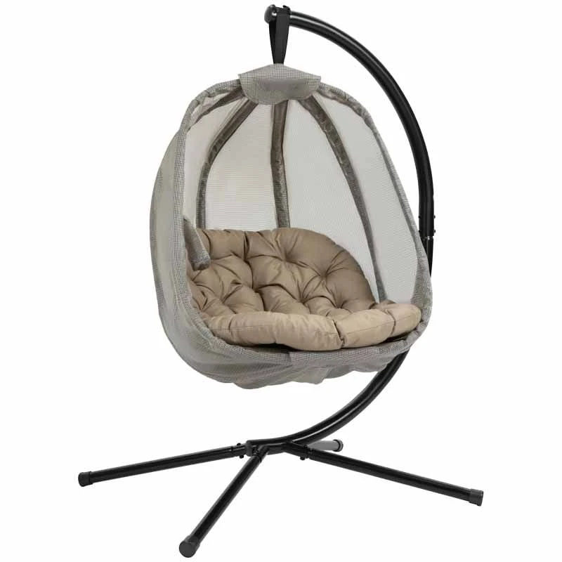 Outsunny Hanging Egg Chair With Cushion - Beige - 84A-207V70 5 Outsunny Hanging Egg Chair With Cushion - Beige - 84A-207V70 - Image 5
