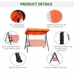 Outsunny 3 Seater Swing Chair With Canopy - Orange - 84A-054OG 15 Outsunny 3 Seater Swing Chair With Canopy - Orange - 84A-054OG -OUTSUNNY Sales Shop gmd88c18595c28688.jpg