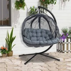 Outsunny Double Hanging 2 Seater Egg Chair With Cushion - Grey - 84A-208V70GY 16 Outsunny Double Hanging 2 Seater Egg Chair With Cushion - Grey - 84A-208V70GY -OUTSUNNY Sales Shop hmw6ff1801c81fc47.jpg