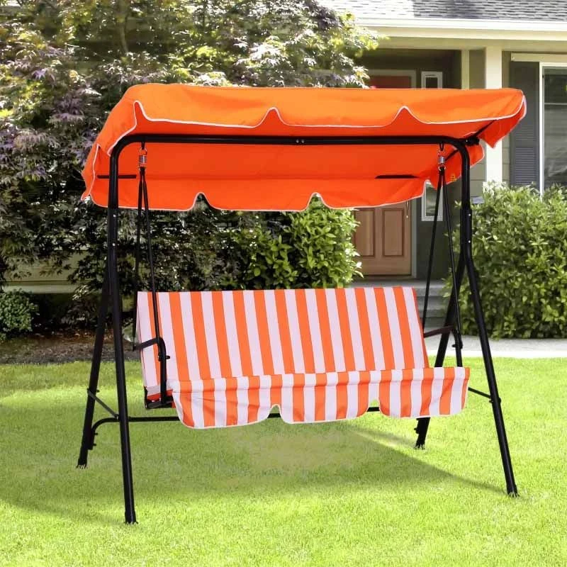Outsunny 3 Seater Swing Chair With Canopy - Orange - 84A-054OG 1 Outsunny 3 Seater Swing Chair With Canopy - Orange - 84A-054OG