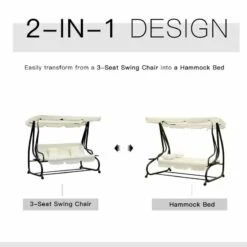 Outsunny 2-in-1 Convertible Garden Swing Chair - Cream White - 84A-051CW 14 Outsunny 2-in-1 Convertible Garden Swing Chair - Cream White - 84A-051CW -OUTSUNNY Sales Shop hxsa091816f7ee30d.jpg
