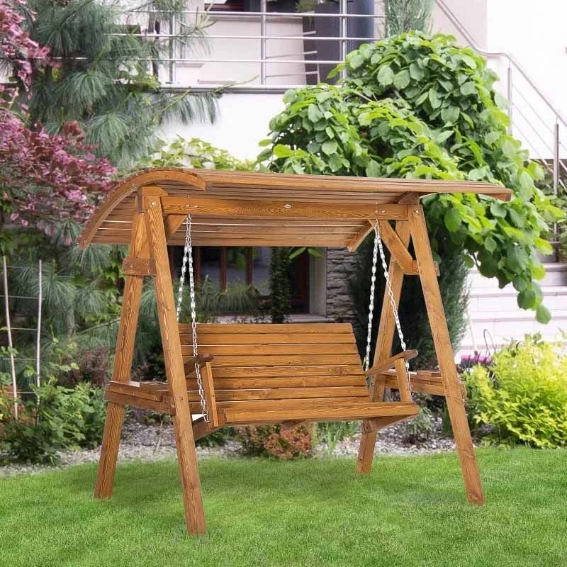 Outsunny 2 Seater Pine Wood Garden Swing Chair - Brown - 84A-218 6 Outsunny 2 Seater Pine Wood Garden Swing Chair - Brown - 84A-218 - Image 6