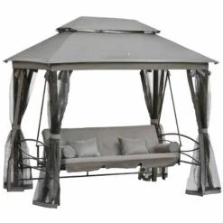 Outsunny 3 Seater Garden Swing Chair With Gazebo - Grey - 84A-056V70 -OUTSUNNY Sales Shop j2vf4317dc57953c5