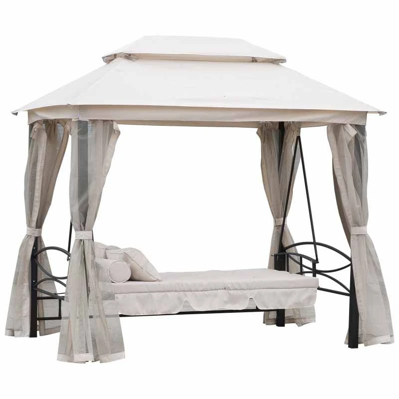Outsunny 2-in-1 Convertible Gazebo Swing Chair - Cream White - 84A-102 6 Outsunny 2-in-1 Convertible Gazebo Swing Chair - Cream White - 84A-102 - Image 6