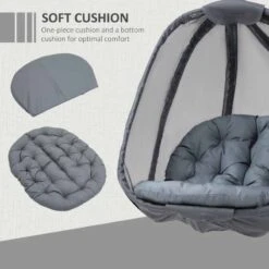 Outsunny Hanging Egg Chair With Cushion - Grey - 84A-207V70GY -OUTSUNNY Sales Shop l2ja091801c81fc84.jpg
