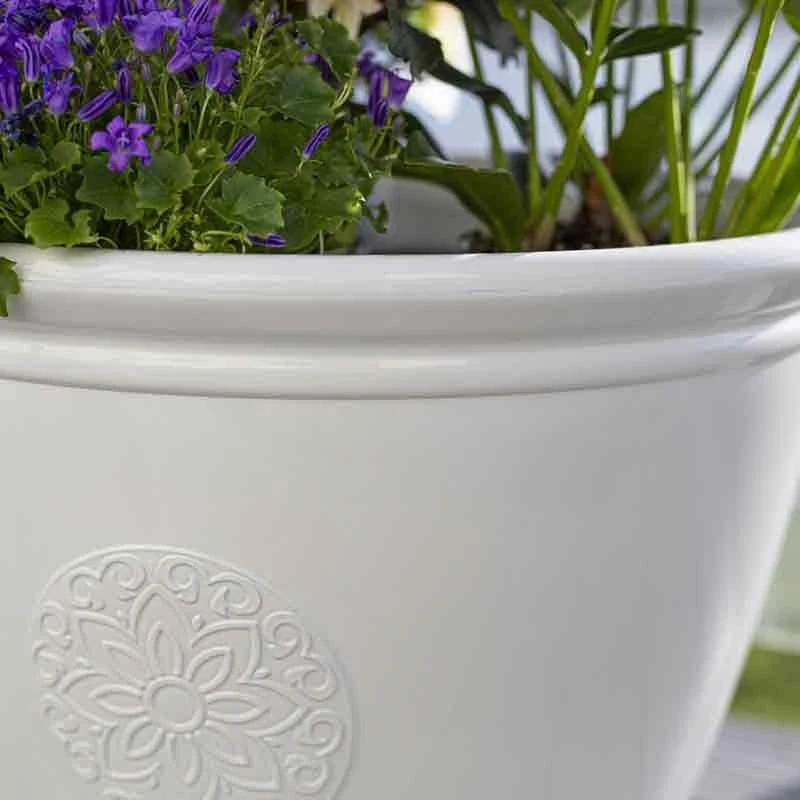 La Hacienda Plant Avenue Eden Emblem White 40cm Garden Pot - 90525WH 3 La Hacienda Plant Avenue Eden Emblem White 40cm Garden Pot - 90525WH - Image 3