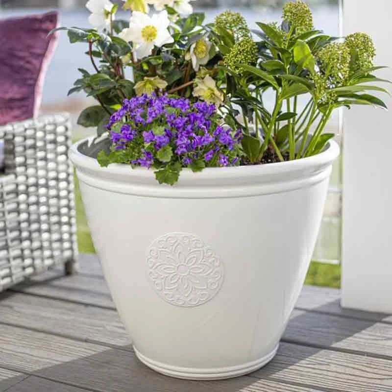 La Hacienda Plant Avenue Eden Emblem White 40cm Garden Pot - 90525WH 1 La Hacienda Plant Avenue Eden Emblem White 40cm Garden Pot - 90525WH