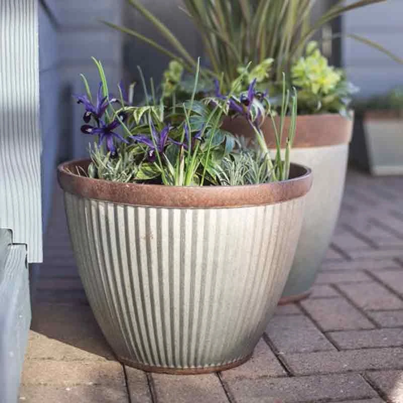 La Hacienda Plant Avenue Irondale Silver Bowl 38cm Garden Pot - 90301 1 La Hacienda Plant Avenue Irondale Silver Bowl 38cm Garden Pot - 90301