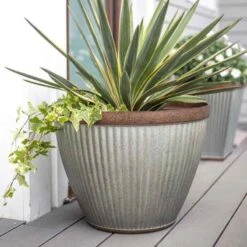 La Hacienda Plant Avenue Irondale Silver Large Cup 52cm Garden Pot - 90304 -OUTSUNNY Sales Shop l a la hacienda irondale 90304 lifestyle