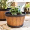 La Hacienda Plant Avenue Oban Dark Oak Whiskey Barrel 33cm Garden Pot - 90511DO
