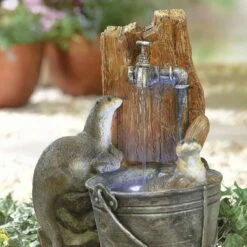 La Hacienda Playful Otters Inc LEDS Water Feature - 45103L -OUTSUNNY Sales Shop l a la hacienda playful otters 45103l 2