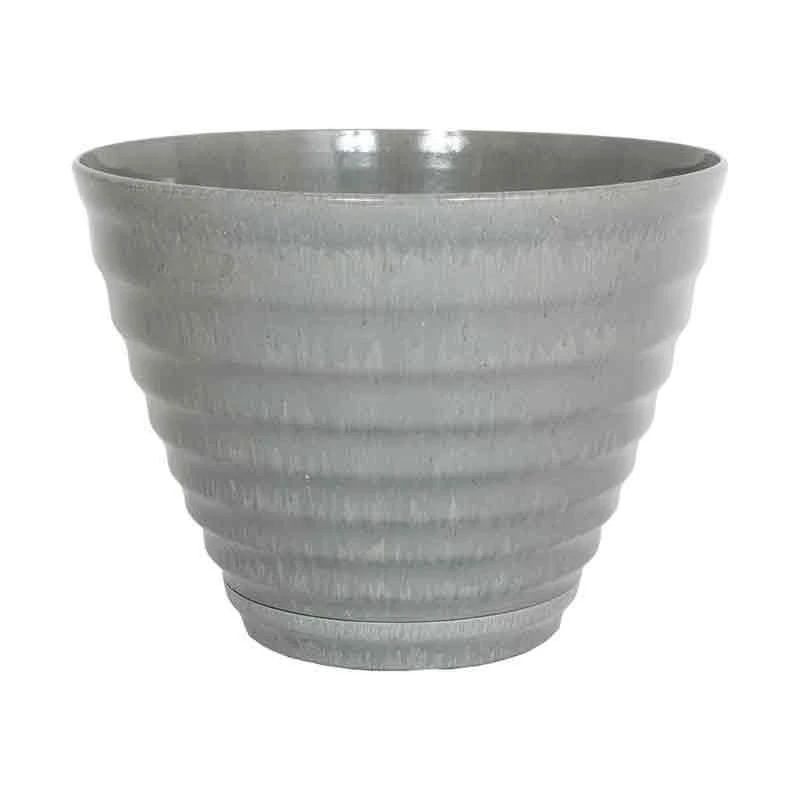 La Hacienda Plant Avenue Vale Grey Planter With In Built Saucer 40cm - 90650GR 2 La Hacienda Plant Avenue Vale Grey Planter With In Built Saucer 40cm - 90650GR - Image 2