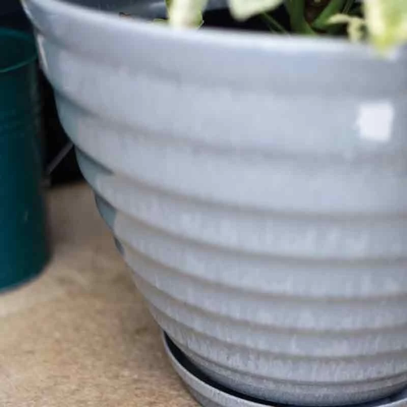 La Hacienda Plant Avenue Vale Grey Planter With In Built Saucer 40cm - 90650GR 3 La Hacienda Plant Avenue Vale Grey Planter With In Built Saucer 40cm - 90650GR - Image 3