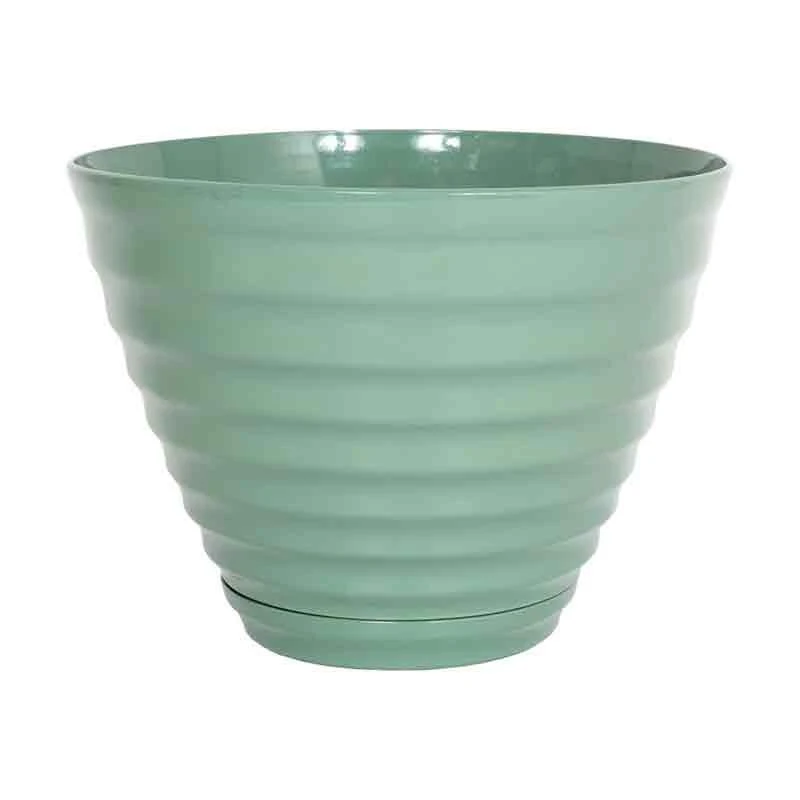 La Hacienda Plant Avenue Vale Sage Green Planter With In Built Saucer 40cm - 90650SG 2 La Hacienda Plant Avenue Vale Sage Green Planter With In Built Saucer 40cm - 90650SG - Image 2