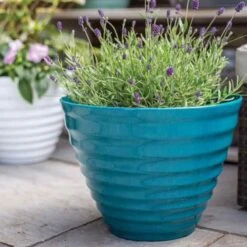 La Hacienda Plant Avenue Vale Teal Planter With In Built Saucer 40cm - 90650TE