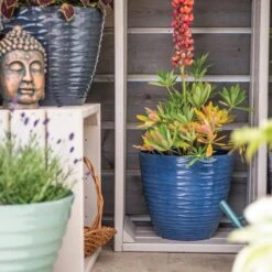 La Hacienda Plant Avenue Windermere Blue 33cm Garden Pot - 90400BU