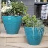 La Hacienda Plant Avenue Windermere Teal 33cm Garden Pot - 90400GN -OUTSUNNY Sales Shop l a la hacienda windermere 90400gn