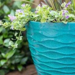 La Hacienda Plant Avenue Windermere Teal 38cm Garden Pot - 90401GN -OUTSUNNY Sales Shop l a la hacienda windermere 90401gn 2