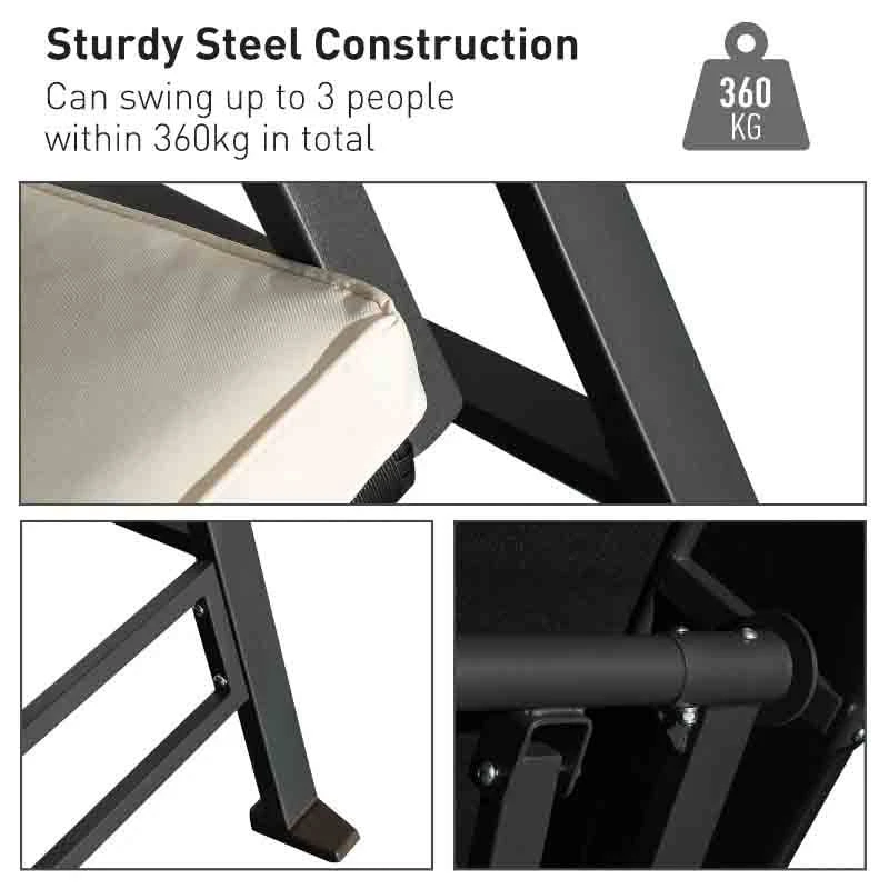 Outsunny 3 Seater Rattan Garden Swing Chair - Black - 01-0770 5 Outsunny 3 Seater Rattan Garden Swing Chair - Black - 01-0770 - Image 5