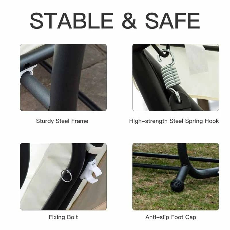 Outsunny 2-in-1 Convertible Garden Swing Chair - Cream White - 84A-051CW 7 Outsunny 2-in-1 Convertible Garden Swing Chair - Cream White - 84A-051CW - Image 7