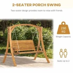 Outsunny 2 Seater Pine Wood Garden Swing Chair - Brown - 84A-219 -OUTSUNNY Sales Shop neza091802aec7c11.jpg