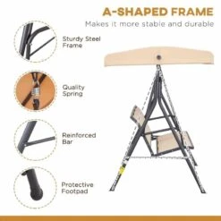 Outsunny 3 Seater Garden Swing Chair With Canopy - Beige - 84A-234BG -OUTSUNNY Sales Shop nz7a0917f01012c37.jpg