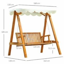 Outsunny 2-Seater Larch Wood Swing Chair - Cream - 01-0303 -OUTSUNNY Sales Shop o u outsunny 01 0303 dimensions
