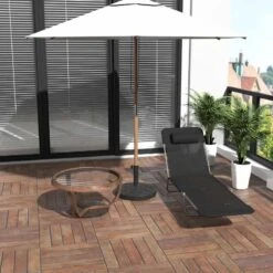 Outsunny Reclining Sun Lounger With Pillow - Black - 01-0336 -OUTSUNNY Sales Shop o u outsunny 01 0336 lifestyle