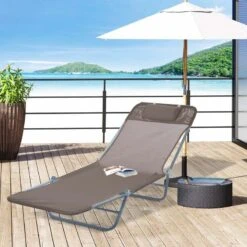 Outsunny Reclining Sun Lounger With Pillow - Brown - 01-0337 -OUTSUNNY Sales Shop o u outsunny 01 0337 lifestyle