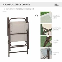 Outsunny 6 Piece Garden Patio Table & Chairs Bistro Set - Coffee & White - 01-0708 -OUTSUNNY Sales Shop o u outsunny 01 0708 foldable