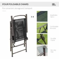 Outsunny 6 Piece Garden Patio Table & Chairs - Black - 01-0709 -OUTSUNNY Sales Shop o u outsunny 01 0709 foldable