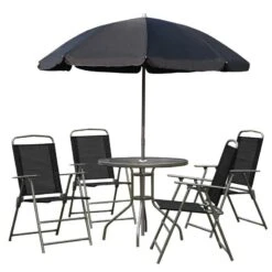 Outsunny 6 Piece Garden Patio Table & Chairs - Black - 01-0709 -OUTSUNNY Sales Shop o u outsunny 01 0709 full set