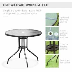 Outsunny 6 Piece Garden Patio Table & Chairs - Black - 01-0709 -OUTSUNNY Sales Shop o u outsunny 01 0709 parasol
