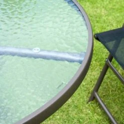 Outsunny 6 Piece Garden Patio Table & Chairs - Black - 01-0709 -OUTSUNNY Sales Shop o u outsunny 01 0709 tempered glass