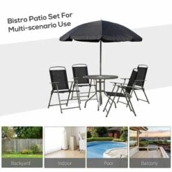 Outsunny 6 Piece Garden Patio Table & Chairs - Black - 01-0709 -OUTSUNNY Sales Shop o u outsunny 01 0709 use