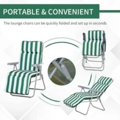 Outsunny 2-Piece Sun Lounger Set - With Cushions - Green/White - 01-0710 -OUTSUNNY Sales Shop o u outsunny 01 0710 3