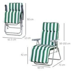 Outsunny 2-Piece Sun Lounger Set - With Cushions - Green/White - 01-0710 -OUTSUNNY Sales Shop o u outsunny 01 0710 dimensions