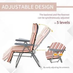 Outsunny 2-Piece Reclining Sun Lounger Set - With Cushions - Pink/White - 01-0711 -OUTSUNNY Sales Shop o u outsunny 01 0711 2