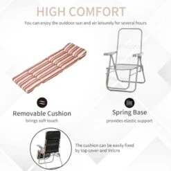 Outsunny 2-Piece Reclining Sun Lounger Set - With Cushions - Pink/White - 01-0711 -OUTSUNNY Sales Shop o u outsunny 01 0711 4