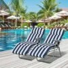 Outsunny 2-Piece Reclining Sun Lounger Set - With Cushions - Blue/White - 01-0712 -OUTSUNNY Sales Shop o u outsunny 01 0712