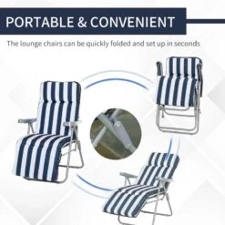 Outsunny 2-Piece Reclining Sun Lounger Set - With Cushions - Blue/White - 01-0712 14 Outsunny 2-Piece Reclining Sun Lounger Set - With Cushions - Blue/White - 01-0712 -OUTSUNNY Sales Shop o u outsunny 01 0712 4