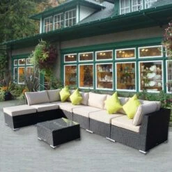 Outsunny 8 Piece Rattan Garden Furniture Set - Black - 01-0714 19 Outsunny 8 Piece Rattan Garden Furniture Set - Black - 01-0714 -OUTSUNNY Sales Shop o u outsunny 01 0714 lifestyle