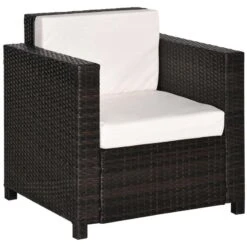 Outsunny Rattan Armchair - Brown/Cream - 01-0715 10 Outsunny Rattan Armchair - Brown/Cream - 01-0715 -OUTSUNNY Sales Shop o u outsunny 01 0715 1