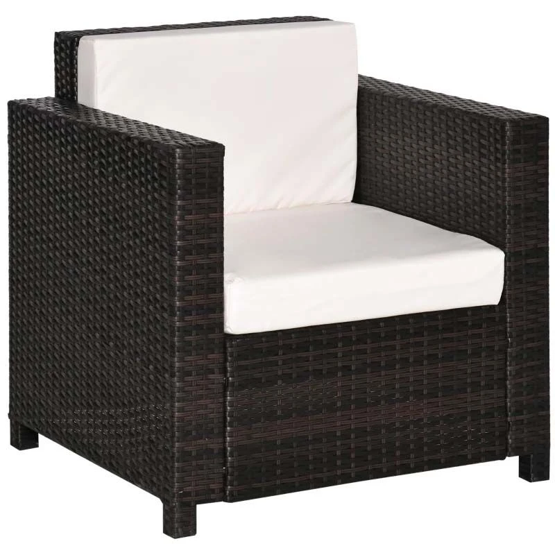 Outsunny Rattan Armchair - Brown/Cream - 01-0715 2 Outsunny Rattan Armchair - Brown/Cream - 01-0715 - Image 2