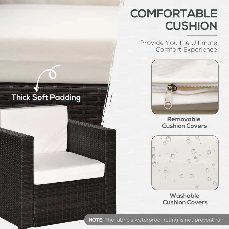 Outsunny Rattan Armchair - Brown/Cream - 01-0715 5 Outsunny Rattan Armchair - Brown/Cream - 01-0715 - Image 5