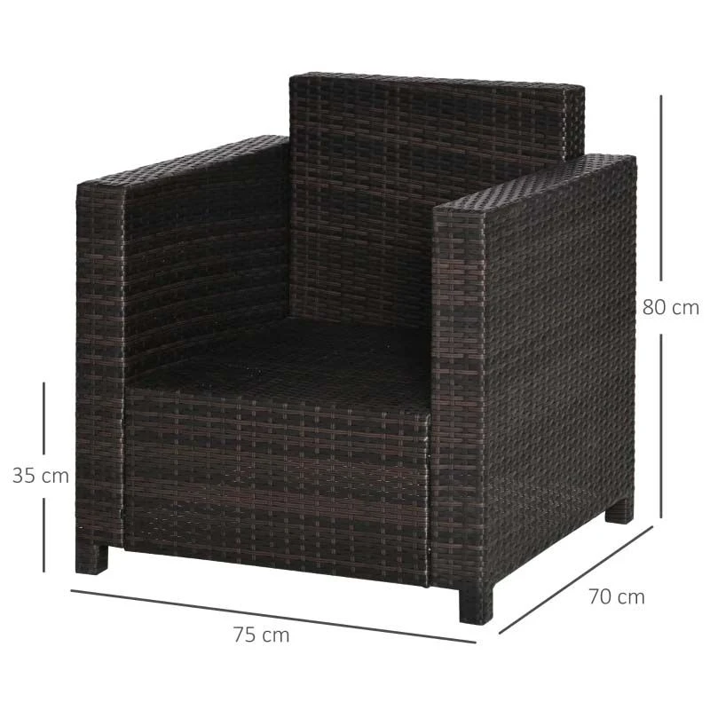 Outsunny Rattan Armchair - Brown/Cream - 01-0715 3 Outsunny Rattan Armchair - Brown/Cream - 01-0715 - Image 3