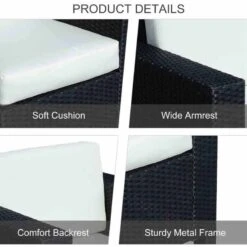 Outsunny Single Rattan Sofa Armchair - Black - 01-0716 -OUTSUNNY Sales Shop o u outsunny 01 0716 details